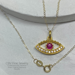 Evil Eye Amethyst Pendant | Pawnable | Real 18k Gold