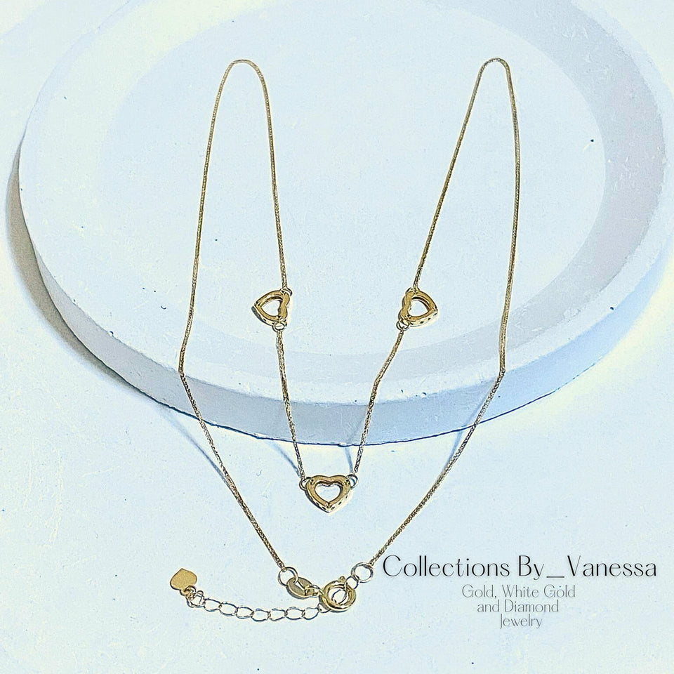 CBV Triple Open Hearts Necklace | Pawnable | Real 18k Gold
