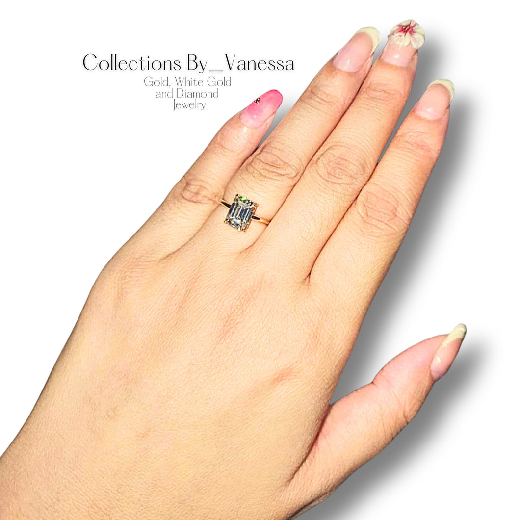 CBV 2cts Emerald Moissanite Engagement Ring | Pawnable | Real 18k Gold