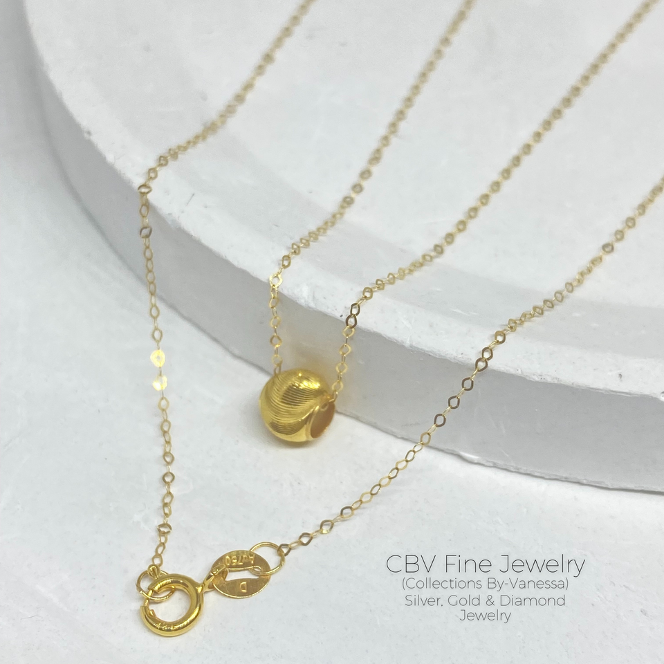 CBV Cat Eye Ball Necklace | Pawnable | Real 18k Gold