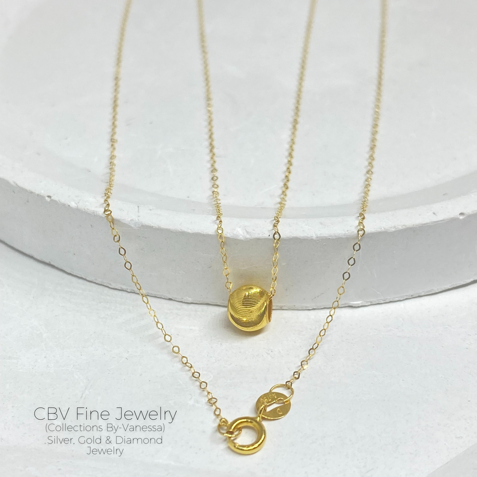 CBV Cat Eye Ball Necklace | Pawnable | Real 18k Gold