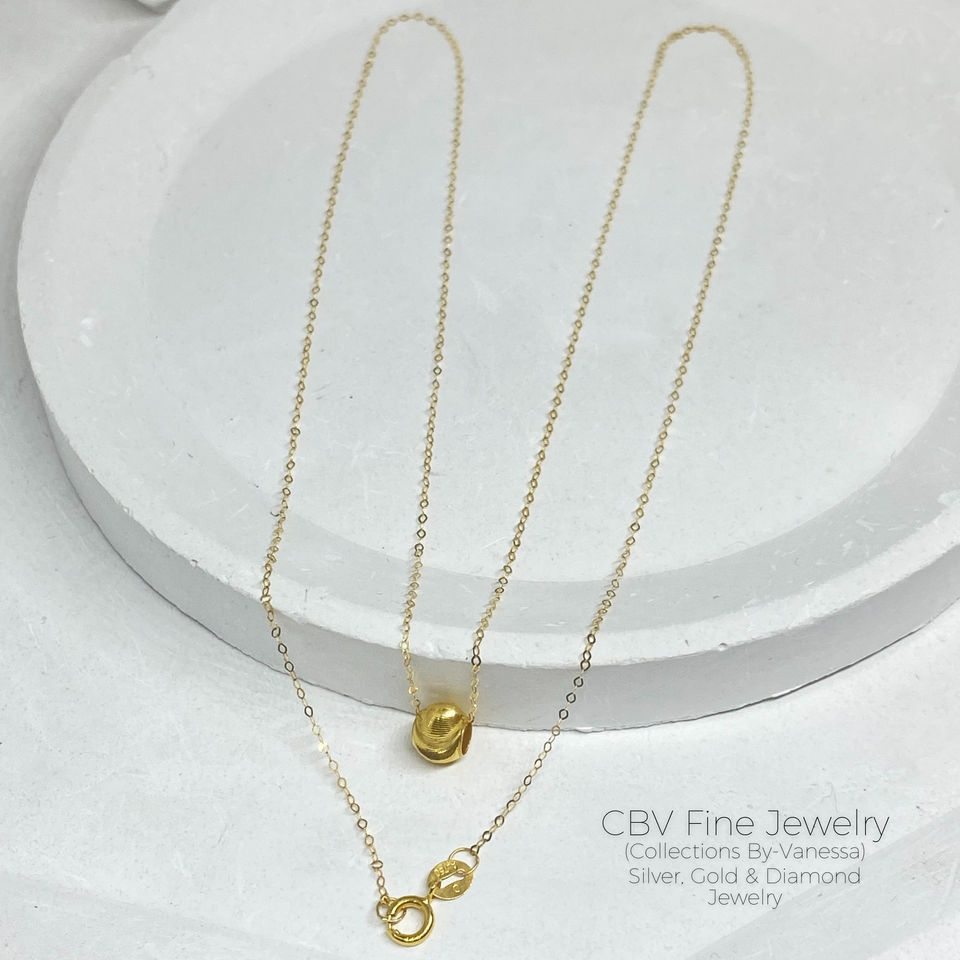 CBV Cat Eye Ball Necklace | Pawnable | Real 18k Gold