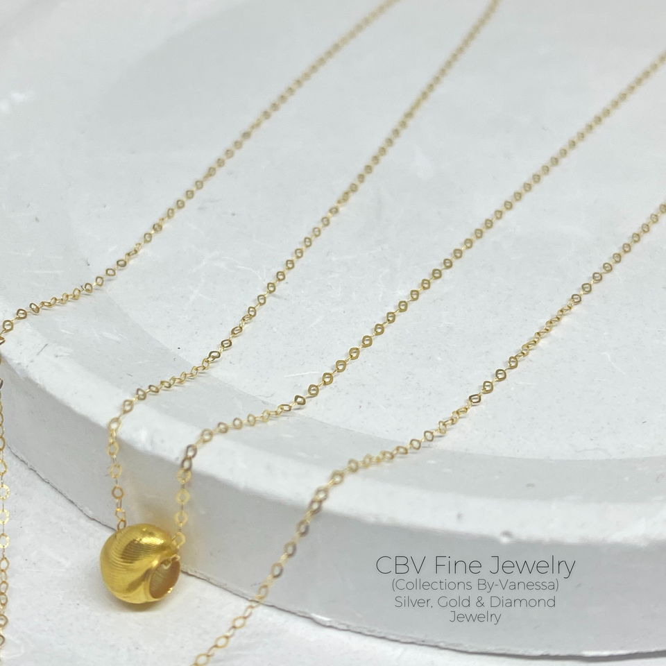 CBV Cat Eye Ball Necklace | Pawnable | Real 18k Gold