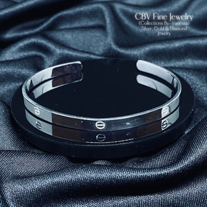 Cart'ier Inspired Solid Adjustable Bangle | Premium Sterling Silver
