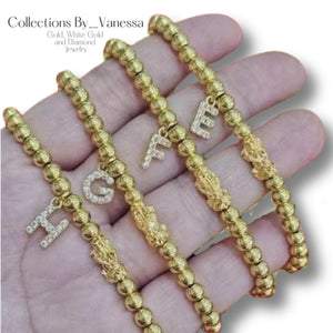 CBV Piyao Initial Bubble Bracelet | Real 18k Gold Piyao | Genuine Stainless Steel Beads and Pendant