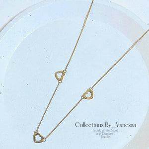 CBV Triple Open Hearts Necklace | Pawnable | Real 18k Gold