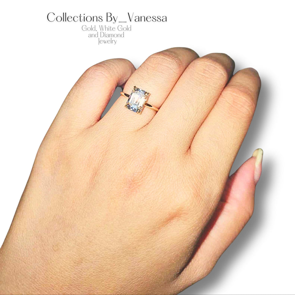 CBV 2cts Emerald Moissanite Engagement Ring | Pawnable | Real 18k Gold
