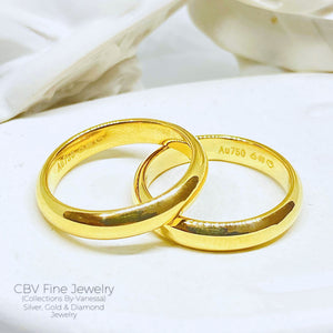 CBV Classic Solid Plain Ring (Single/Couples) | Pawnable | Real 18k Gold