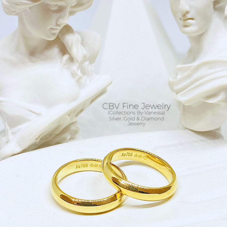 CBV Classic Solid Plain Ring (Single/Couples) | Pawnable | Real 18k Gold