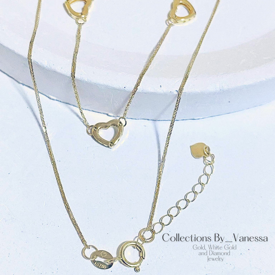 CBV Triple Open Hearts Necklace | Pawnable | Real 18k Gold