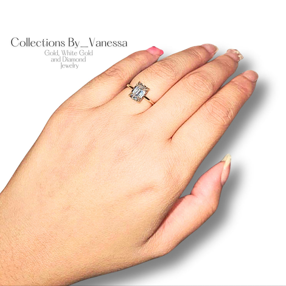 CBV 2cts Emerald Moissanite Engagement Ring | Pawnable | Real 18k Gold