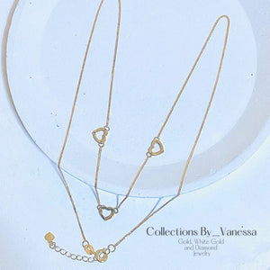 CBV Triple Open Hearts Necklace | Pawnable | Real 18k Gold