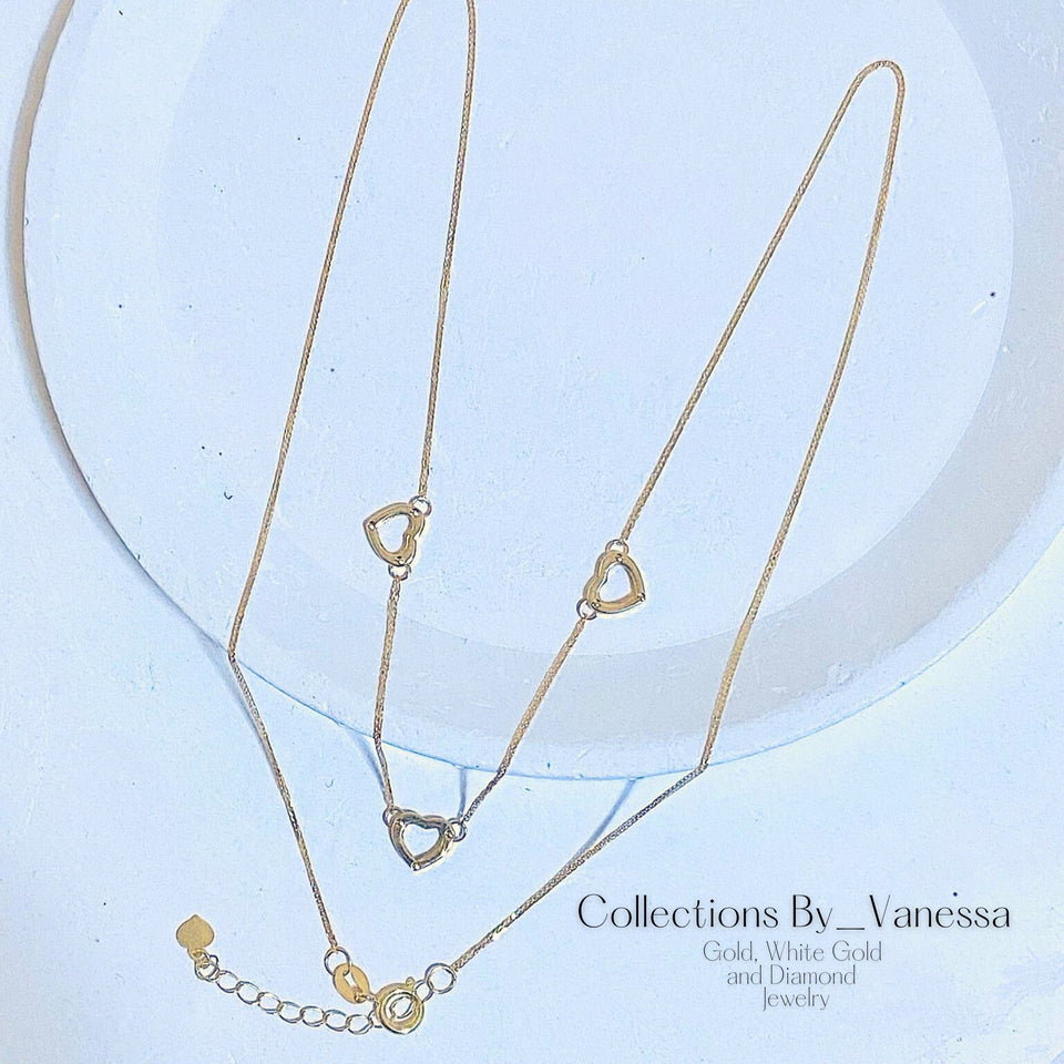 CBV Triple Open Hearts Necklace | Pawnable | Real 18k Gold